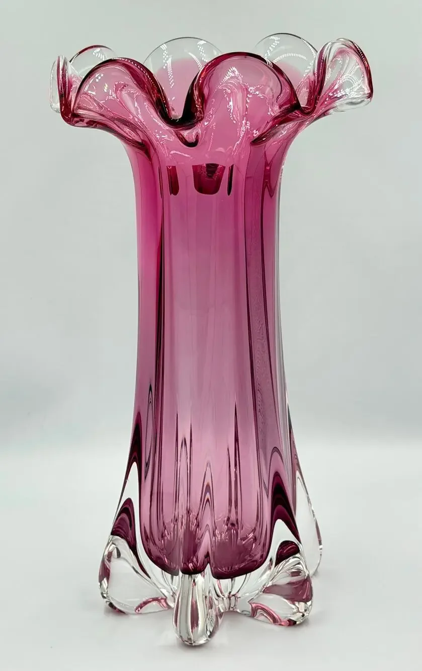Mid-Century Czech Art Glass Vase, Josef Hospodka, Chřibská (Rubin glass) 1960s